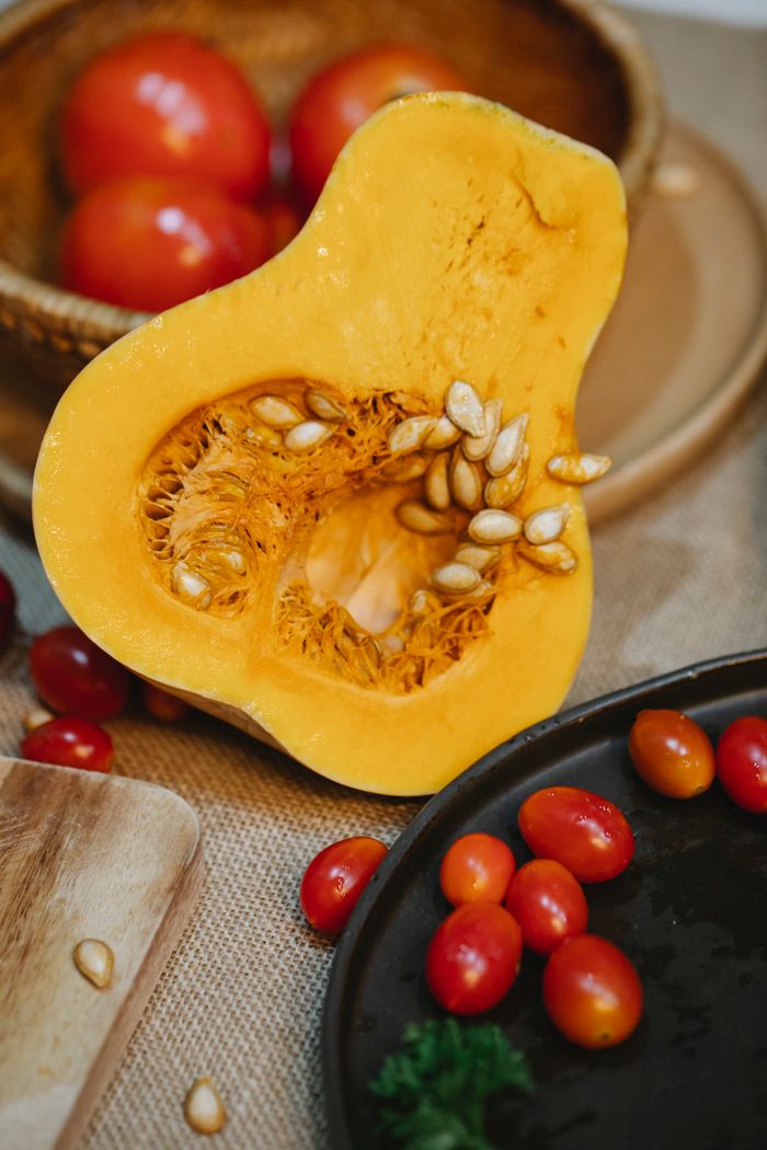 Courge coupée avec ses graines