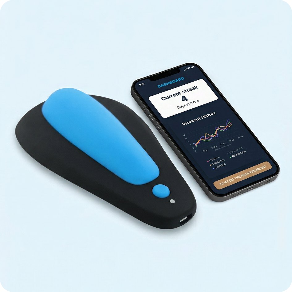 Appareil kGoal Boost à côté d’un téléphone avec l’application ouverte